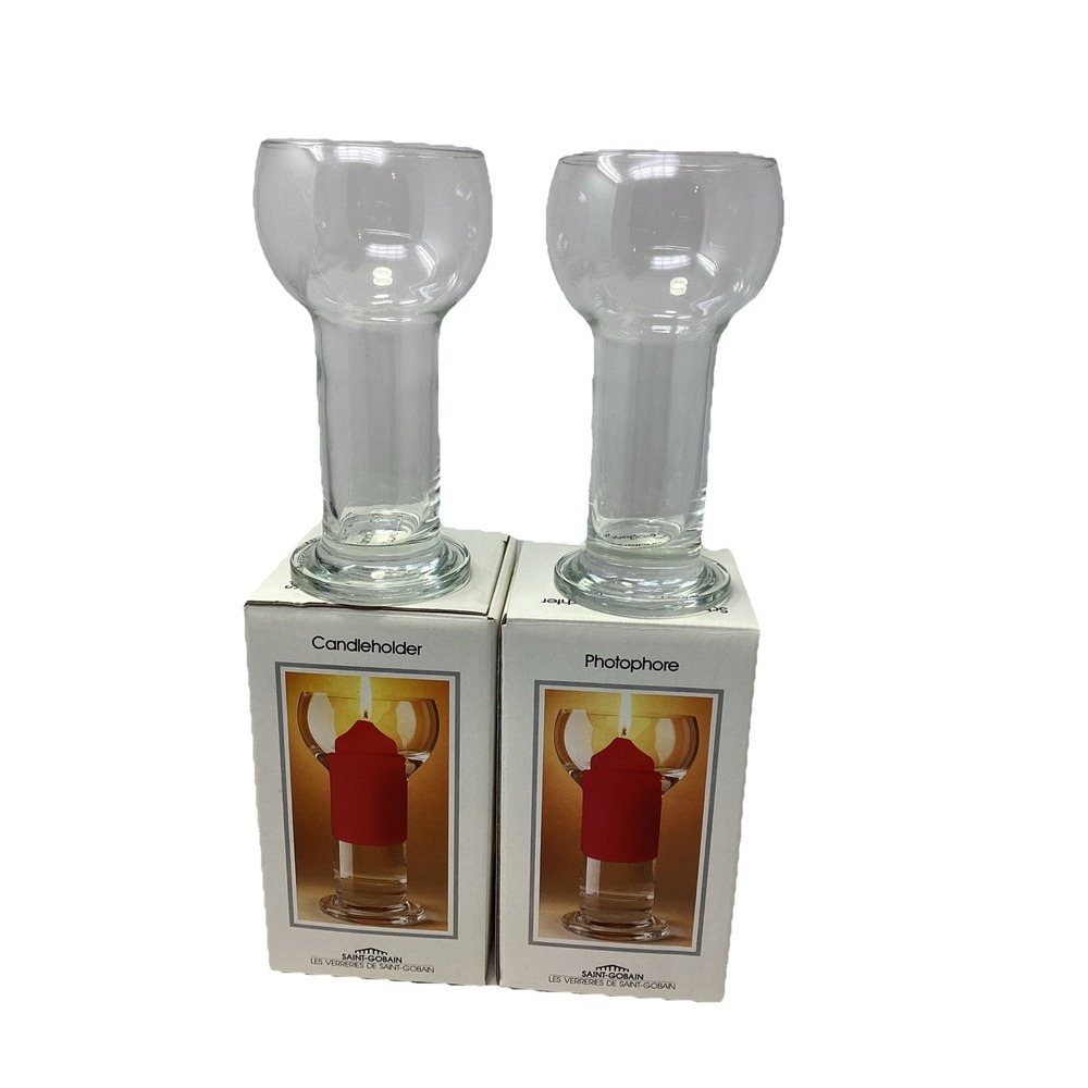 Set Of (2) Vintage Saint Gobain Crystal Floating Candle Holder Germany 6.5"